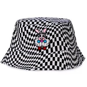 Disney Parks White Rabbit ALICE IN WONDERLAND Sherpa Lined Bucket Hat NEW